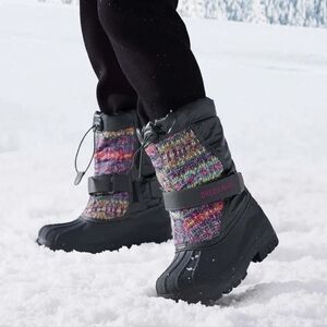 DREAM PAIRS Little Kid Kamick Grey Multi Mid Calf Waterproof Winter Snow Boots